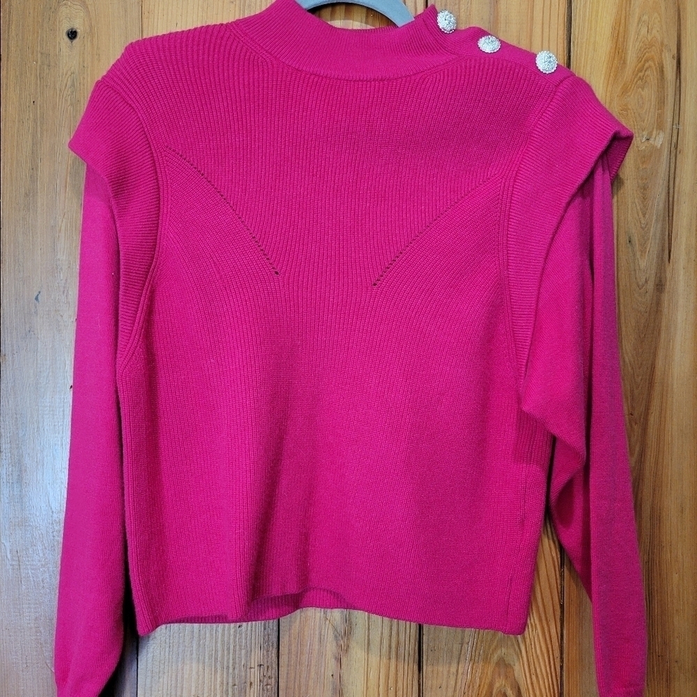 Calligraphie Pink Button-Detail Women's Sweater